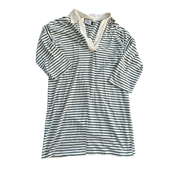 Tuckernuck Green Stripe Ashton Polo Dress Collar Green White Tunic Medium - Picture 4 of 10